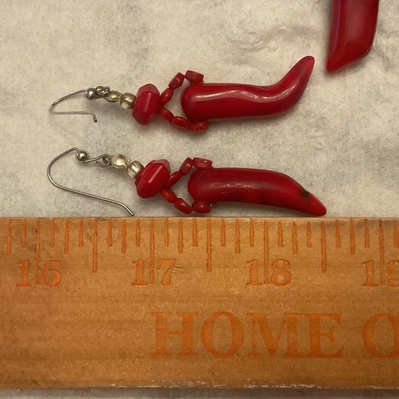 Red Genuine Coral white pearl beads Necklace Earrings set - Picture 12 of 12